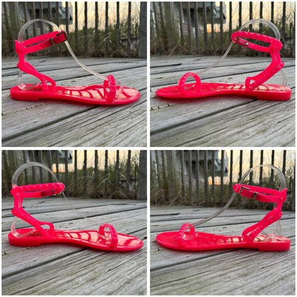Valentino Garavani Rockstud PVC Jelly Sandals Flats Jellies Hot Neon Pink 38 / 8 - Picture 10 of 13
